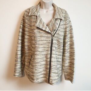 Lucky Brand Women's Cream Knit Sweater Full Zip Jacket